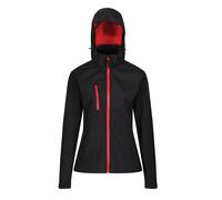 Regatta Womens/Ladies Venturer Hooded Soft Shell Jacket (Black/Classic Red) - Size 12 UK