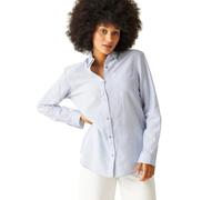 Regatta Women's Primevere Cotton Blend Long Sleeve Shirt - Hydrangea Blue Ticking Stripe - Size 12