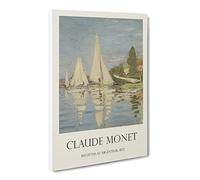 Regattas At Argenteuil By Claude Monet Canvas Print | Gallery Wrapped 30mm Frame Wall Art | 20x14 inches | Ready to Hang | Impressionist Picture | Living Room Bedroom Lounge Office