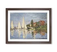 Regattas At Argenteuil By Claude Monet Classic Painting Framed Print | A2 Walnut Framed Wall Art | Ready to Hang | Classic Historical Picture | Living Room Bedroom Lounge Office