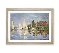 Regattas At Argenteuil By Claude Monet Classic Painting Framed Print | A4 Oak Framed Wall Art | Ready to Hang | Classic Historical Picture | Living Room Bedroom Lounge Office
