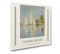 Regattas At Argenteuil By Claude Monet Exhibition Museum Classic Painting Canvas Wall Art Print Ready to Hang, Framed Picture for Living Room Bedroom Home Office Décor, 14x14 Inch (35x35 cm)