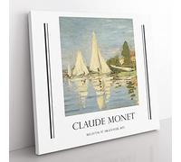 Regattas At Argenteuil By Claude Monet Exhibition Museum Classic Painting Canvas Wall Art Print Ready to Hang, Framed Picture for Living Room Bedroom Home Office Décor, 50x50 cm (20x20 Inch)