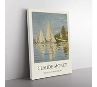 Regattas At Argenteuil By Claude Monet Exhibition Museum Painting Canvas Wall Art Print Ready to Hang, Framed Picture for Living Room Bedroom Home Office Décor, 76x50 cm (30x20 Inch)