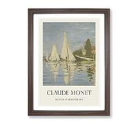 Regattas At Argenteuil By Claude Monet Exhibition Museum Painting Framed Wall Art Print, Ready to Hang Picture for Living Room Bedroom Home Office Décor, Walnut A2 (64 x 46 cm)