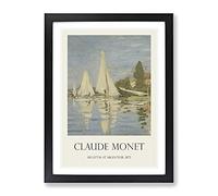 Regattas At Argenteuil By Claude Monet Exhibition Museum Painting Framed Wall Art Print, Ready to Hang Picture for Living Room Bedroom Home Office Décor, Black A4 (34 x 25 cm)