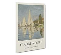 Regattas at Argenteuil Claude Monet Canvas Print | Gallery Wrapped 30mm Frame Wall Art | 30x20 inches | Ready to Hang | Impressionist Picture | Living Room Bedroom Lounge Office