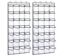REGELETO 28 Pocket Over the Door Shoe Organizer, Hanging Shoe Rack for Door, Large Capacity Shoe Organizer Holder with 4 Metal Hooks (White-2Pack)