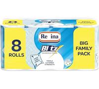 Regena Blitz Household Towels - 8 Triple Layered Rolls, 70 Sheets Per Roll, Paper Packaging, FSC Certified Paper, Recyclable Packaging, 60% Larger Than Standard Kitchen Roll Sheets
