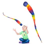 Regenbogenball mit Schwanz, Kometenball Schweif, regenbogen kometen spielzeug - ca. 62 cm lang, aus Stoff & Seidenbaumwolle, fördert Motorik durch Wurfspiele, ideal für Kinder drinnen & draußen