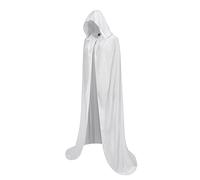 Regenboog 51inch White Velvet Cape with Hood, Women's Cloak for Halloween & Christmas Masquerade, Witch & Wizard Cape, 130cm