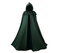 Regenboog Hooded Renaissance Cape for Women Men,Adult Medieval Cloak,Viking Cloak with Viking Sword Necklace, Green, 59inch/150cm