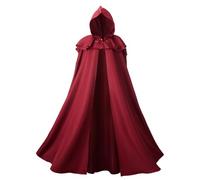 Regenboog Hooded Renaissance Cape for Women Men,Adult Medieval Cloak,Viking Cloak with Viking Sword Necklace, Red, 67inch/170cm