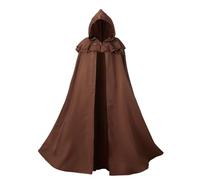 Regenboog Hooded Renaissance Cape for Women Men,Adult Medieval Cloak,Viking Cloak with Viking Sword Necklace, Brown, 51inch/130cm