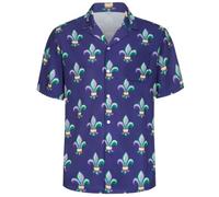 Regenboog Men Mardi Gras Shirt,Print Short Sleeve Button Down Shirt, Males Funny Tropical Casual Hawaiian Beach Shirt,St. Patrick Day,2XL,Purple1