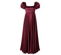 Regency Dresses for Women Bridgerton Dress Jane Austen Ball Gown Empire Waist, Burgundy, 14