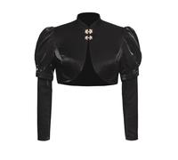 Regency Spencer Jacket Womens Jane Austen Costume Regency Crop Coat Top for 1800s Victorian Regency Ball Gown Black XL