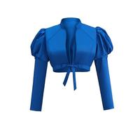 Regency Spencer Jacket Womens Jane Austen Costume Victorian Empire Waist Regency Crop Coat Top for Ball Gown, Blue, S