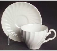REGENCY WHITE Johnson Brothers Breakfast Cups & Saucers 0.35CL PK 4 - BNIB- UK Made Retired and Rare