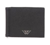 Regenerated Saffiano Leather Compact Wallet with Eagle Plate - male - Emporio Armani - Wallets & Cardholders - Black - ONE SIZE - Accessories ONE SIZE