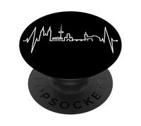 Regensburg Skyline Heartbeat German Heart I Love Regensburg PopSockets Adhesive PopGrip