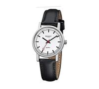 Regent Elegant Analogue Leather Strap Women’s Wristwatch, Black with White Dial, URF824