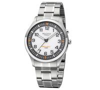 REGENT F-1609 Quartz Watch with Light at the Push of a Button, Light Function, Metal Strap Blue Dial