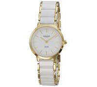 REGENT F-1626 Women's Gold Tone Stainless Steel Ceramic White Dial Sapphire Glass 30mm Quartz Watch