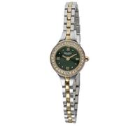 REGENT F-1673 Women's Watch Stainless Steel Bi-Colour Green with Crystals Bezel 19 mm Quartz