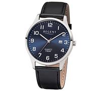 Regent Men’s Watch Elegant Analogue Leather Bracelet Black Quartz Watch Blue Dial UR1113409