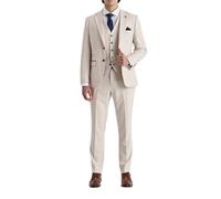 Regent - Men's Cream 3 Piece Checked Tailored Fit Suit