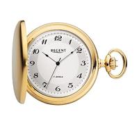 Regent Men's Pocket Watch Savonnette 50 mm Mechanical Hand Winding Arabic Numbers, P-721 - gold / matte