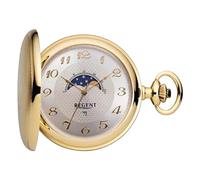 REGENT Men's Pocket Watch Savonnette Flip Cover 50 mm Quartz Arabic Numbers Date Moon Phase