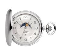 REGENT Men's Pocket Watch Savonnette Flip Cover 50 mm Quartz Arabic Numbers Date Moon Phase