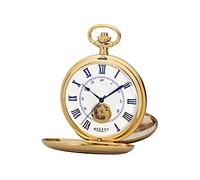 Regent Men's Pocket Watch Savonnette Open Balance 53 mm Mechanical Hand Winding Roman Numerals in Various Designs, P-708 - Gold