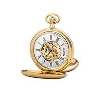 REGENT Men's Pocket Watch Savonnette Skeleton 51 mm Mechanical Hand Winding Roman Numerals in Various Designs, gold, Classic