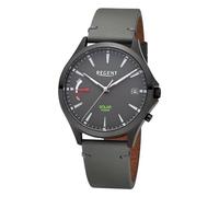 REGENT Men's Solar Watch with Leather Strap 41 mm Quartz Analogue Grey F-1551, gray