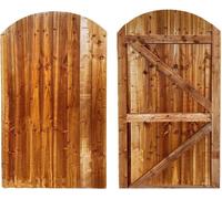 Regent Style Dome Flat Top Feather Edge Wooden Pressure Treated Garden Gate, Timber Gate for Garden (180cm High x 75cm Wide x 6cm Deep)