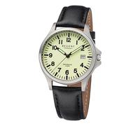 REGENT Titanium Watch Unisex with Genuine Leather Strap 36 mm Analogue 10 ATM Sapphire Glass 1969.90.17, Leather-green, Strap.