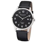 Regent URF1113406 men's quartz watch with elegant analogue black leather strap quartz with black dial
