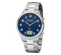 REGENT URFR281 Men's Radio Controlled Watch Analogue Digital Metal Strap Silver, Silver-Blue, Bracelet