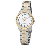 Regent Women's Quartz Watch with Elegant Analogue Stainless Steel Strap, Silver/Gold, White Dial, URF1006
