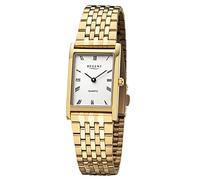 REGENT Women's Watch with Stainless Steel Strap and Folding Clasp Quartz Flat Square Stainless Steel Case 22 mm Diameter Roman Numerals, Gold, Bracelet