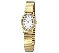 REGENT Women's Watch with Stainless Steel Strap Oval 22 mm Diameter Quartz Arabic Numbers, gold, Bracelet