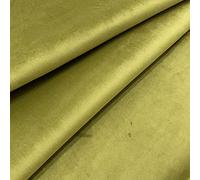 Regents Lux Soft Touch Plain Velvet Fire Retardant Plush Low Velour Cushion Sofa Upholstery Fabric Sold by The Metre - Olive Green - 1 Metre