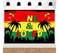 Reggae Birthday Backdrop One and Loved Reggae First Birthday Decorations Palm Tree Reggae Photography Background Reggae Music Party Banner for Rasta Jamaican Music Themed Birthday Party Supplies 5x3ft