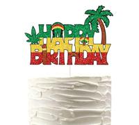 Reggae Happy Birthday Cake Topper - Jamaican Rastafari Palm Tree Grafitti Birthday Cake Decor - Summer Rasta Jamaican Music Themed Party Decorations