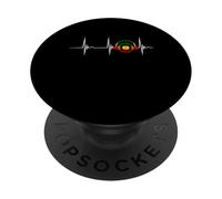 Reggae Heartbeat EKG Pulse Rastafari Roots Reggae Music PopSockets Adhesive PopGrip