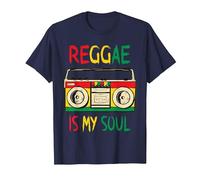 Reggae is My Soul I Rasta I Rastafari I Jamaican Reggae T-Shirt, Men, Navy Blue, 4X-Large