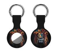 Reggae Lion Compatible with Airtag Locator Silicone Protective Case with Keychain 1PCS